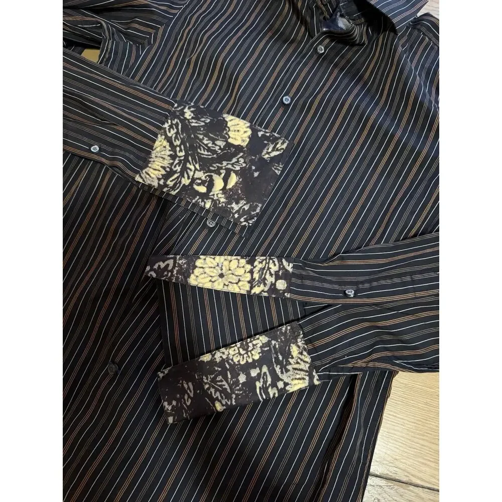 Banana Republic Men Size 15-15 1/2 Button Down Shirt‎ Floral Sleeve Cuffs Cotton